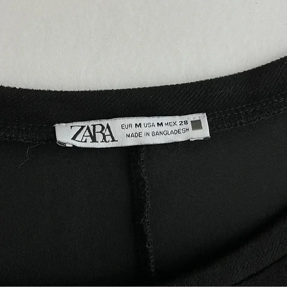 Zara Faux Suede Black Midi Dress with‎ Pockets Size M - Picture 5 of 9